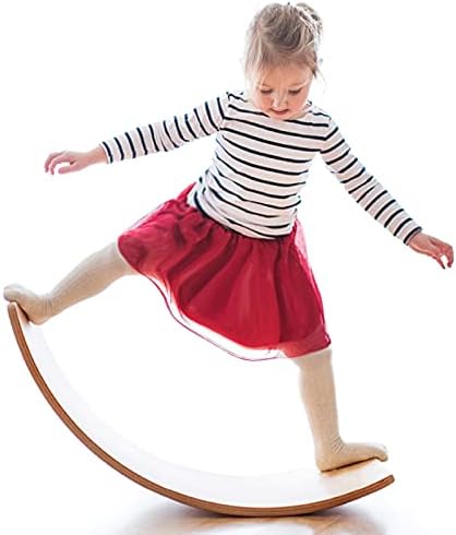 Gentle Monster Wooden Wobble Balance Board, 35 Inch Rocker Board Natural Wood, Open Ended Learning Toy, Yoga Curvy Board for Classroom & Office Adult