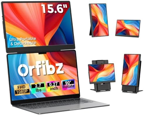 15.6” Laptop Screen Extender, 5 Modes & 360° Rotating Portable Monitor