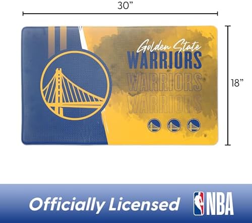 Northwest NBA Golden State Warriors Embossed Anti-Fatigue Mat, Cushioned Kitchen Floor Rug, Non-Slip PVC Standing Comfort, 18 x 30 in