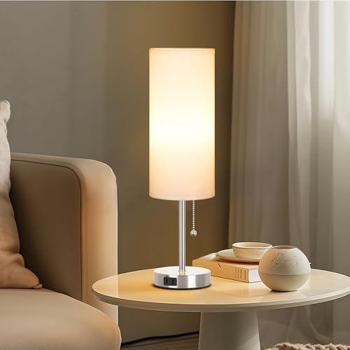 Dott Arts 18" Table Lamp for Bedroom, 3-Color Bedside Lamps with Pull Chain