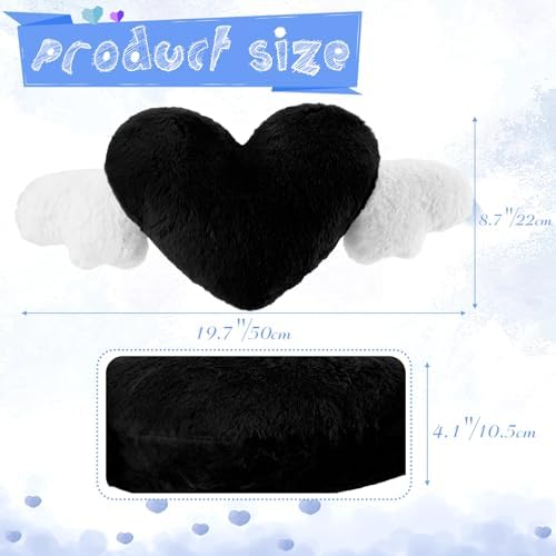 Macarrie 2 Pcs Heart Plush Car Headrest Pillow Angel Wings