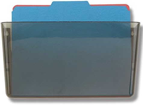 Officemate Wall File, Letter Size, Stackable Wall-Mounted Document Organizer, Plastic Pocket for Files, Mail & Folders, Gray (21431) (Pack of 4)
