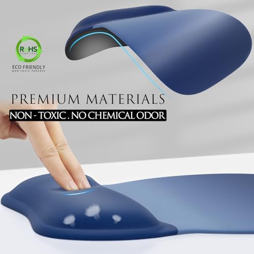 MROCO Ergonomic Mouse Pad with Gel Wrist Rest, 9.4 x 8.1 in, Blue Gradient