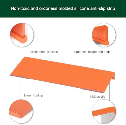 Computer Keyboard Stand Holder - Ergonomic Acrylic Keyboard Stand for Desktop Comfortable Keyboard Tray Riser with Silicone Anti-Slip Strip for Home School Office Desk Accessory, Orange