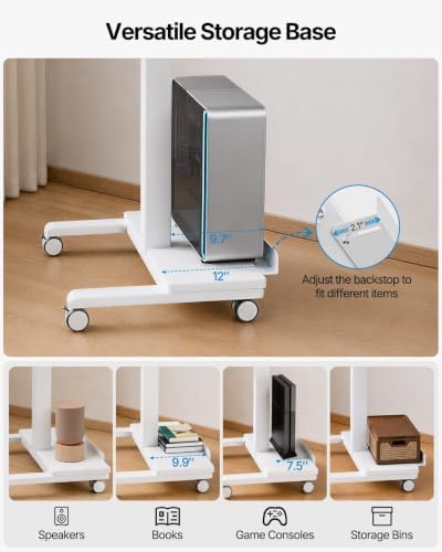 HUANUO 28" Mobile Standing Desk with Drawer and Charging Station