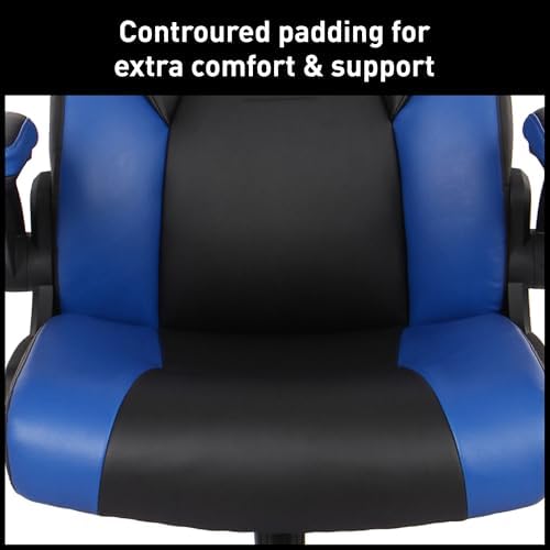 RS Gaming™ RGX Faux Leather High-Back Gaming Office Chair, Black/Blue, BIFMA Compliant