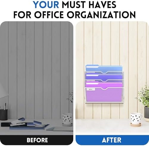3-Tier Wall File Organizer, Hanging File Organizer, White