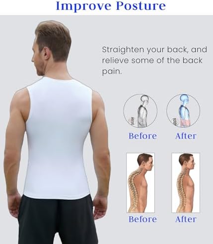 Compression Shirt Men Slimming Body Shaper Vest Crewneck Workout Tank Top
