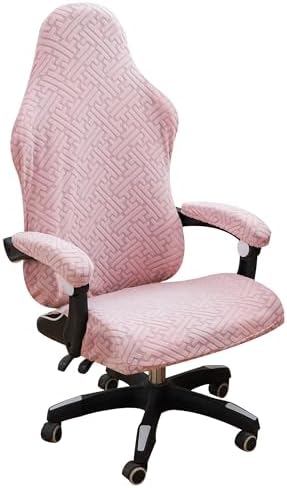 FORCHEER Gaming Chair Cover with Armrest Covers Pink 4 Pieces Stretch Jacquard Racing Computer Chair Slipcover Set Washable