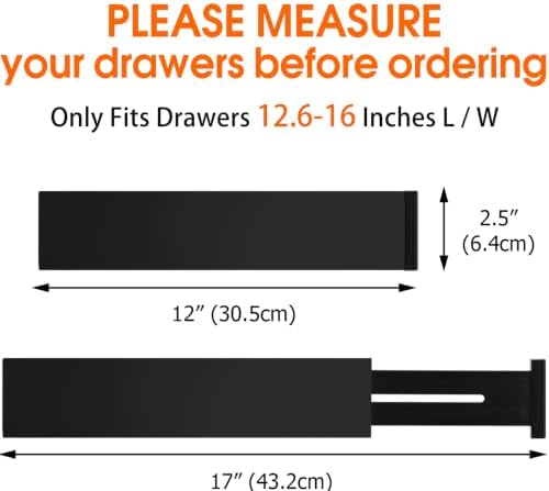 Bamboo Drawer Dividers, Adjustable Drawer Organizers, Fits 12.6–16" Drawers