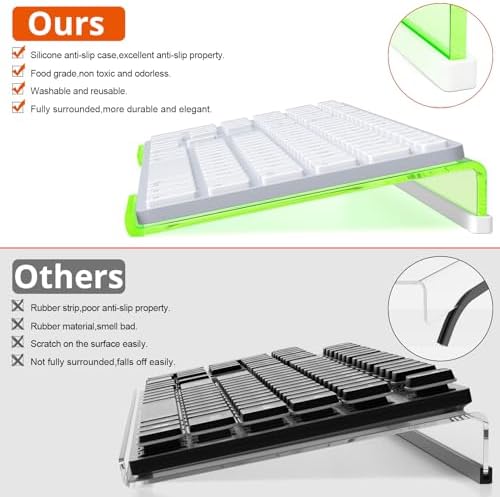 Richboom Epoptic Green Acrylic Tilted Computer Keyboard Holder for Easy Ergonomic Typing, Keyboard Stand for Office, Home, School, Fluorescent Green