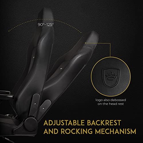noblechairs Hero Gaming Chair/Office Chair with Lumbar Support, PU Hybrid Leather, Black Edition