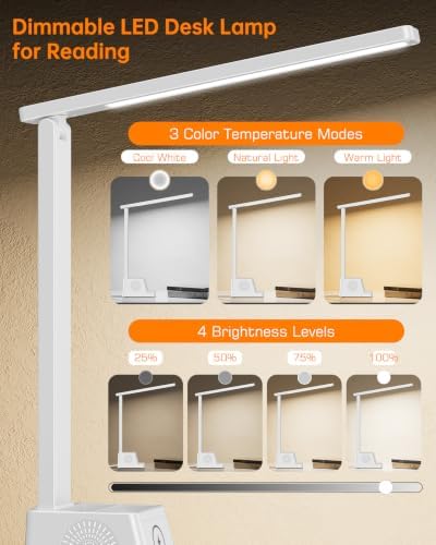 cozoo LED Desk Lamp for Home Office,15W Wireless Charger Pen Holder, White