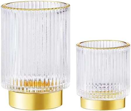 Makeup Brush Holder Organizer,Toothbrush Holders,Desk Pen Pencil Holder,Multifunctional Vintage Glass Brush Cup（S+L/White/A3-4-US）