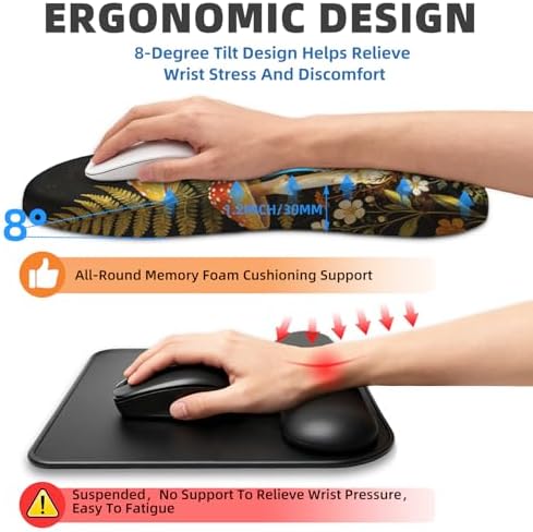 Ergonomic Mouse Pad with Wrist Rest, Memory Foam Wrist Support,Massage Bump