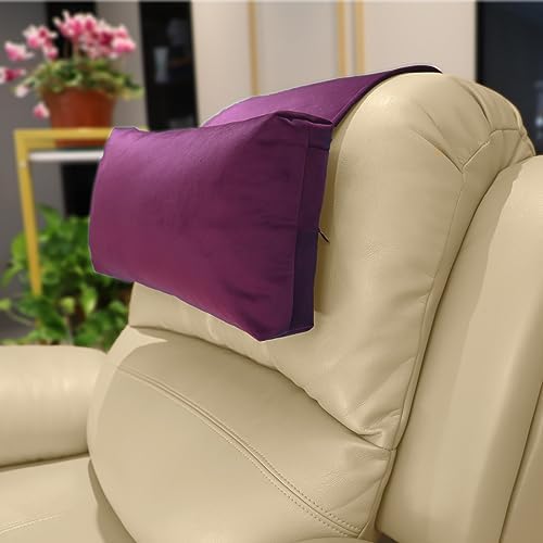 Velvet Recliner Headrest Pillow, Non-Slip Neck Support, Plum