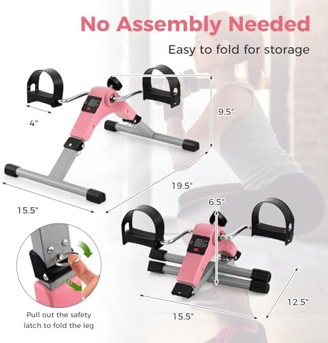 GYMAX Under Desk Bike Pedal Exerciser, Folding Mini Exercise Bike with LCD Display for Arms & Legs Workout, Portable Peddler Exerciser for Seniors Office Home Fitness
