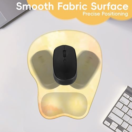 Mouse Pad with Wrist Rest Ergonomic Mouse Pad with Comfortable M-Shape Pain Relief Wrist Support Non-Slip PU Base Mousepad for Laptop, Office & Home (Lemon Yellow)
