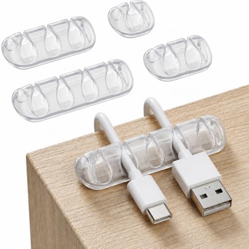 Cord Organizer for Desk, Nightstand Cable Holder, 5 Psc, Transparent