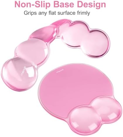 MOSISO Ergonomic Transparent Cooling Gel Wrist Rest&Mouse Pad Set, Pink
