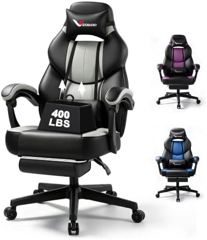 Big and Tall Gaming Chair for Adults, 400 lbs Heavy Duty, 21 in Wide Seat