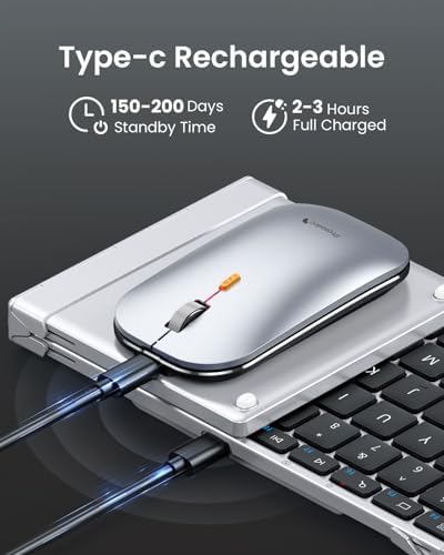 ProtoArc XKM01 Full-Size Foldable Keyboard Mouse for Travel - Black Silver