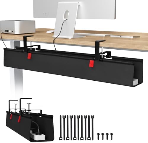 Univivi No Drill Under Desk Cable Management Tray, 36 inch Cable Management