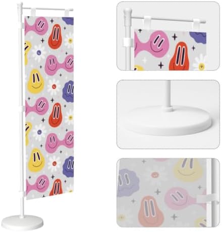 Happy Faces Daisy Deluxe Desk Flag Set, 12 x 4 Inch Miniature Table Flag with 14" Pole & Stand Base