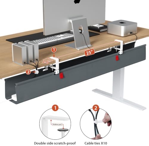 Univivi No Drill Under Desk Cable Management Tray, 48 inch Cable Management