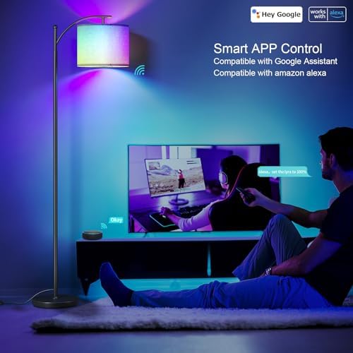 SUNMORY Arc Floor Lamp, Smart APP Remote Control Standing RGB Lamp