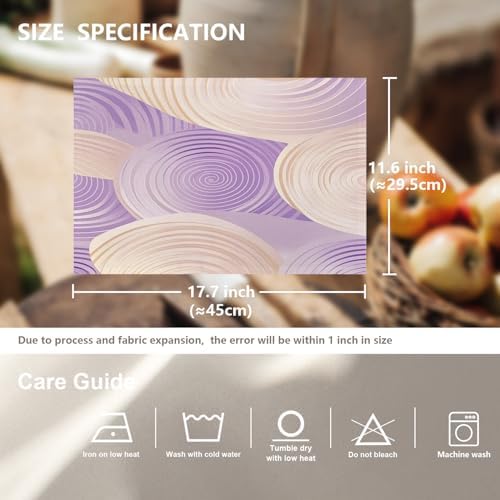 Abstract Art Pastel Hues Linen Placemats, Purple Soft and Modern Pattern Table Mats for Table Washable Heat Insulation Thick Dining Mat, Indoor/Outdoor 12X18 in 4 Pcs