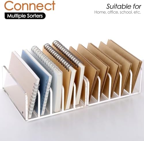 SANRUI Acrylic Mail Holder, 5-Slot Vertical Letter Sorter, Clear