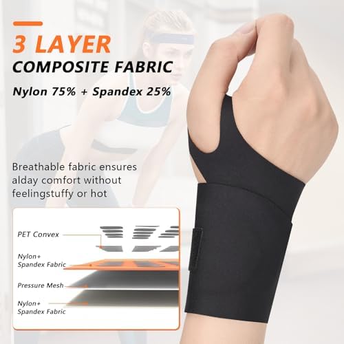 Ulnar Wrist Brace for Right & Left Hand, Ultra-Thin Elastic Wrist Wrap Compression for TFCC Tear and Repetitive Wrist Use Injury, Wrist Support for Carpal Tunnel, Tendonitis, Pain Relief (Black)