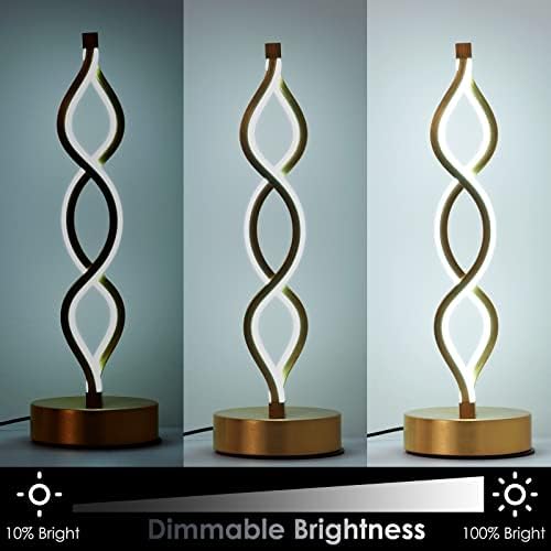 NUÜR Gold Infinity Spiral LED Table Lamp, Lamps for Bedrooms Dimmable Metallic Bedside Lamp with Touch Controller, 3 Colour Temperature, 15.8 Inch Height for Living Room