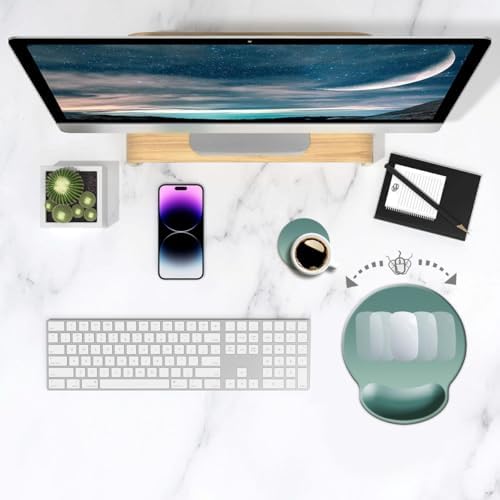 DOOKE ErgoComfort Wrist Rest Mouse Pad-Ergonomic Office Mousepad with Wrist Support-Non-Slip, Design Desk Accessories Mat for Home&Game Decor Bistro Green