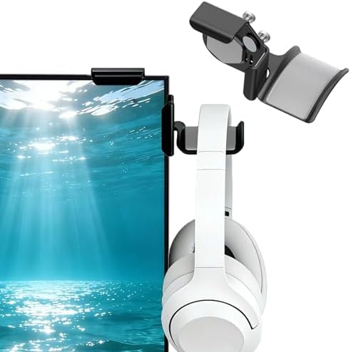 Clamp-On Headset Holder for Monitor, Adjustable Headphone Hanger