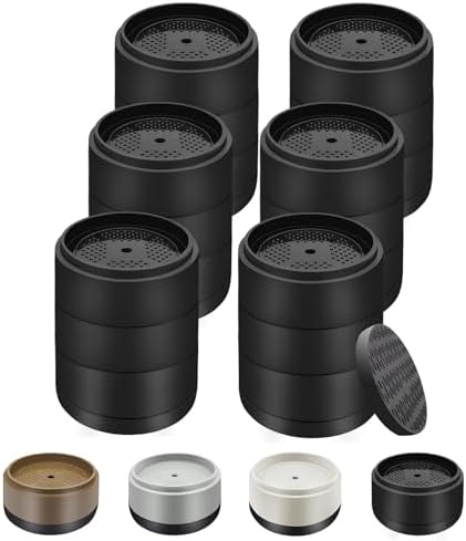 Furniture Risers Bed Risers Heavy Duty 1 inch, 2 inch, 3 inch, 4 inch Round Adjustable Bed Lifts Riser for Desk Legs Table Couch Sofa Chair Refrigerator Washing Machine (1+1+1 Inch, Black, 6 Pack)