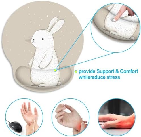 Britimes Ergonomic Mouse Pad with Wrist Support, Easter Rabbit