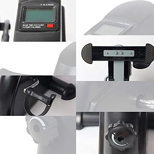 Portable Under Desk Bike Pedal Exerciser for Legs and Arms Mini Exercise Peddler Adjustable Resistance Multifunctional LCD Display (Black)