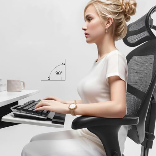 Under Desk Adjustable Keyboard Tray, Slide-Out Keyboard Platform, 360° Swivel, Pull Out and Tilt Computer Keyboard and Mouse Holder, Office Ergonomic Keyboard Drawer(White,24x55cm/9.4x21.7in)