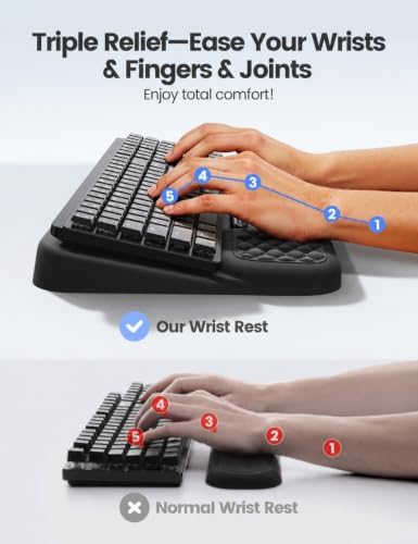 Vaydeer Wrist Rest with Keyboard Stand, Computer Wrist Support Pad, Ergonomic Keyboard Riser Holder Lift Tray with Wrist Pad, Soft Memory Foam Desk Cushion, Palm Hand Typing for Office Home Gift-Black
