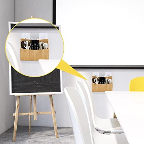 Nicunom 2 Pack Bamboo Dry Erase Marker Holder Wall Mount Remote Control Holder, Desktop Storage 3 Compartments Pencil Pen Hold Utensil Caddy, Multiuse Small Organizer for Office Home School