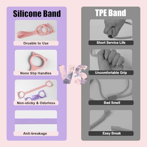 Figure 8 Resistance Bands with Handles,Silicone Exercise Band Set