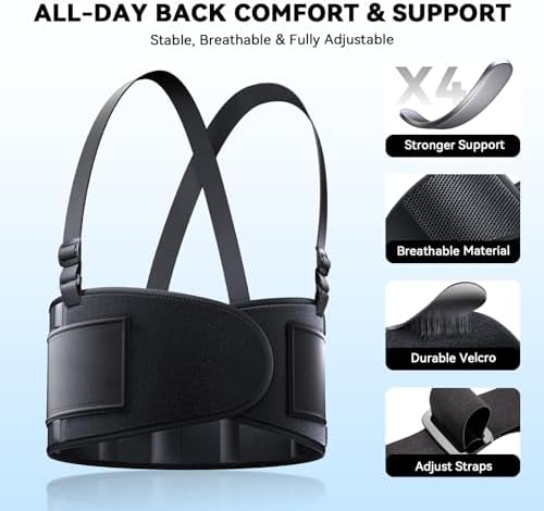 Work Back Brace for Men & Women,Adjustable Lower Back Support Belt