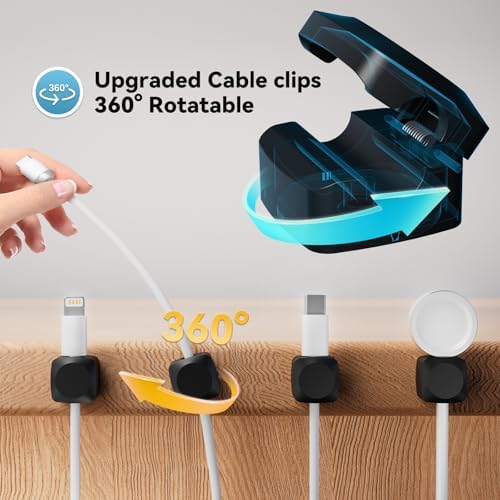 Rotatable Cable Clips, 8 Pack Cord Holder for Nightstand