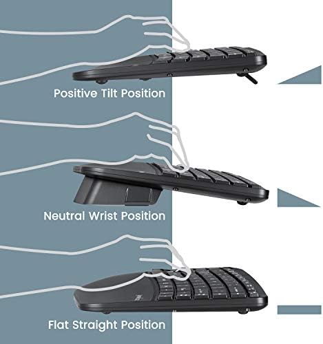 Perixx PERIDUO-606 Wireless Mini Ergonomic Keyboard with Portable Vertical Mouse - Adjustable Palm Rest Stand - Membrane Low Profile Keys - US English