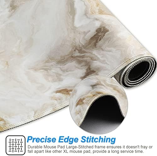 Large Gaming Mouse Pad with Stitched Edges,[27.5x11.8In] Extended Mouse Pad with Non-Slip Natural Rubber Base for Gamer/Desktop/Office/Home (70x30 Marble)