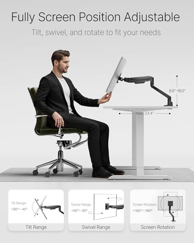 monTEK Deluxe Aluminum Monitor Arm for 17 to 40 Inch Curved Screens