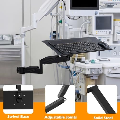 Adjustable Wall-Mounted Keyboard Tray with Spring Arm for Ergonomic Workstation, 23.6 inch Aluminum Platform, 180 Swivel 90 Tilt Desk Mount, Heavy Duty 22lbs Capacity [Object Object]