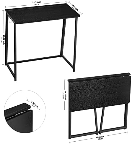 WOHOMO Folding Desk, 31.5" Foldable Computer Table for Small Spaces, Black